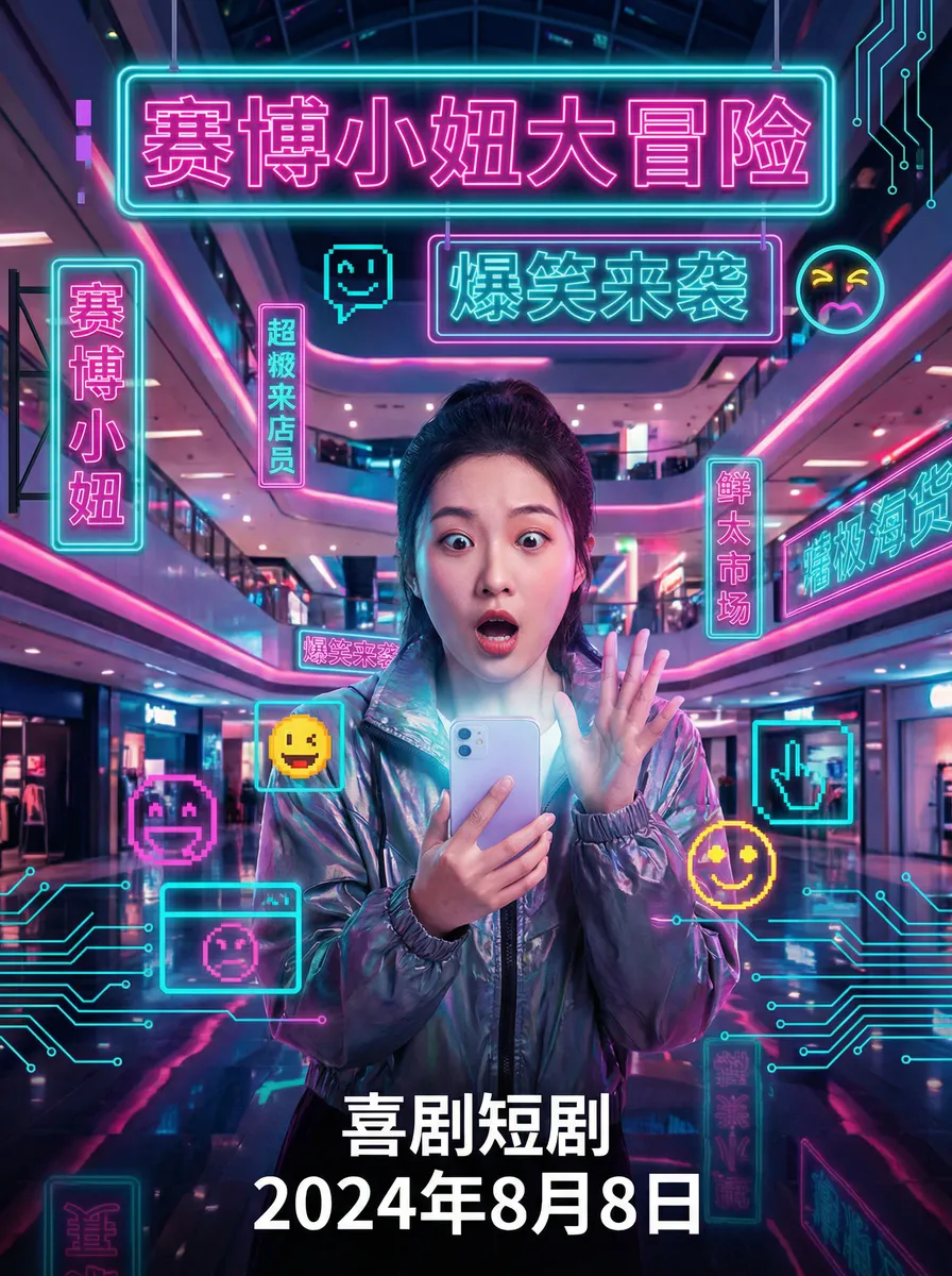 JizzJizz无码 搞笑喜剧短剧 - 赛博小妞大冒险海报